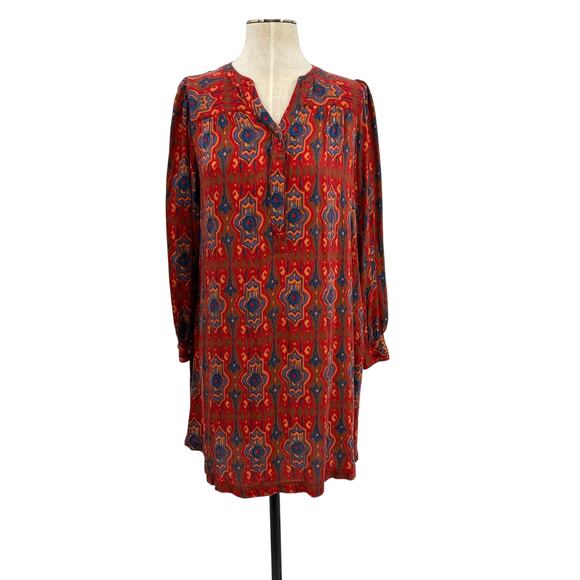 Anthropologie Tiny Rosemary Tunic Dress Long Sleeve Aztec Print Red Size Small - Picture 1 of 12